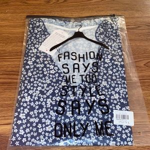 Large blue floral blouse